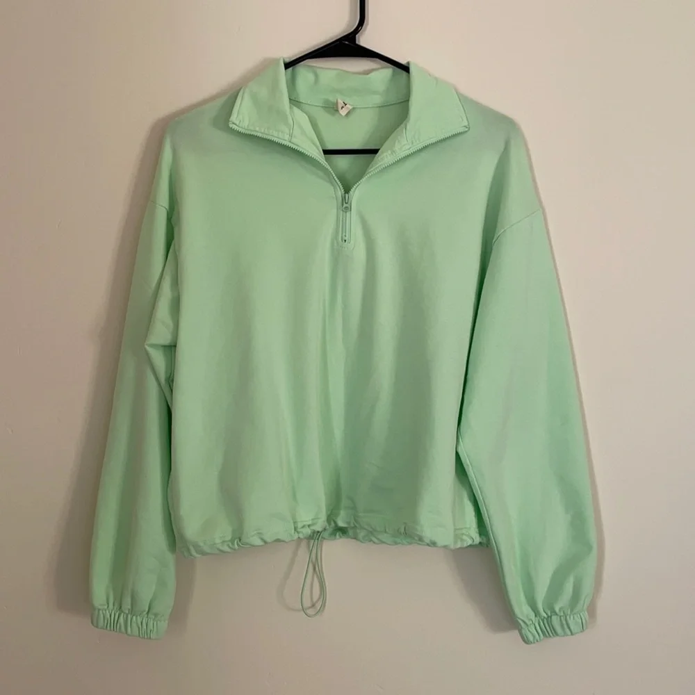 Dolls Kill Neon Green Quarter Zip - Picture 2 of 8